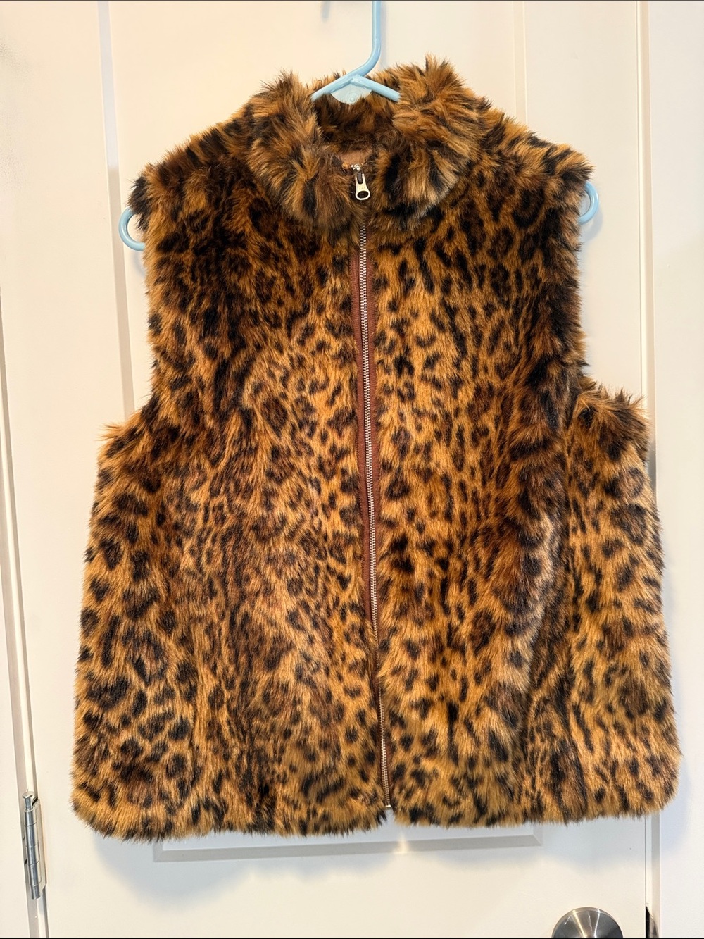 J. Crew Women's Faux Fur Leopard-Print Vest in Brown size M